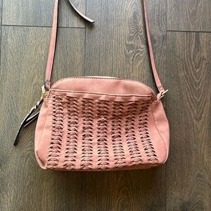 Pink Woven Crossbody Bag